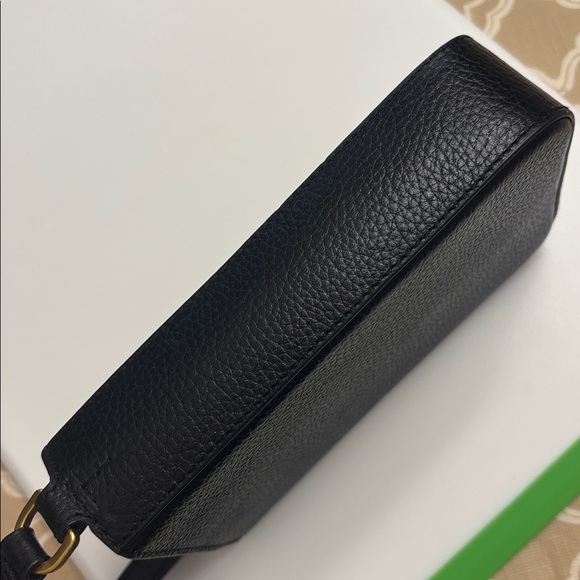 Tory Burch Britten Phone Crossbody pebble leather Black bag handbag - Picture 11 of 15